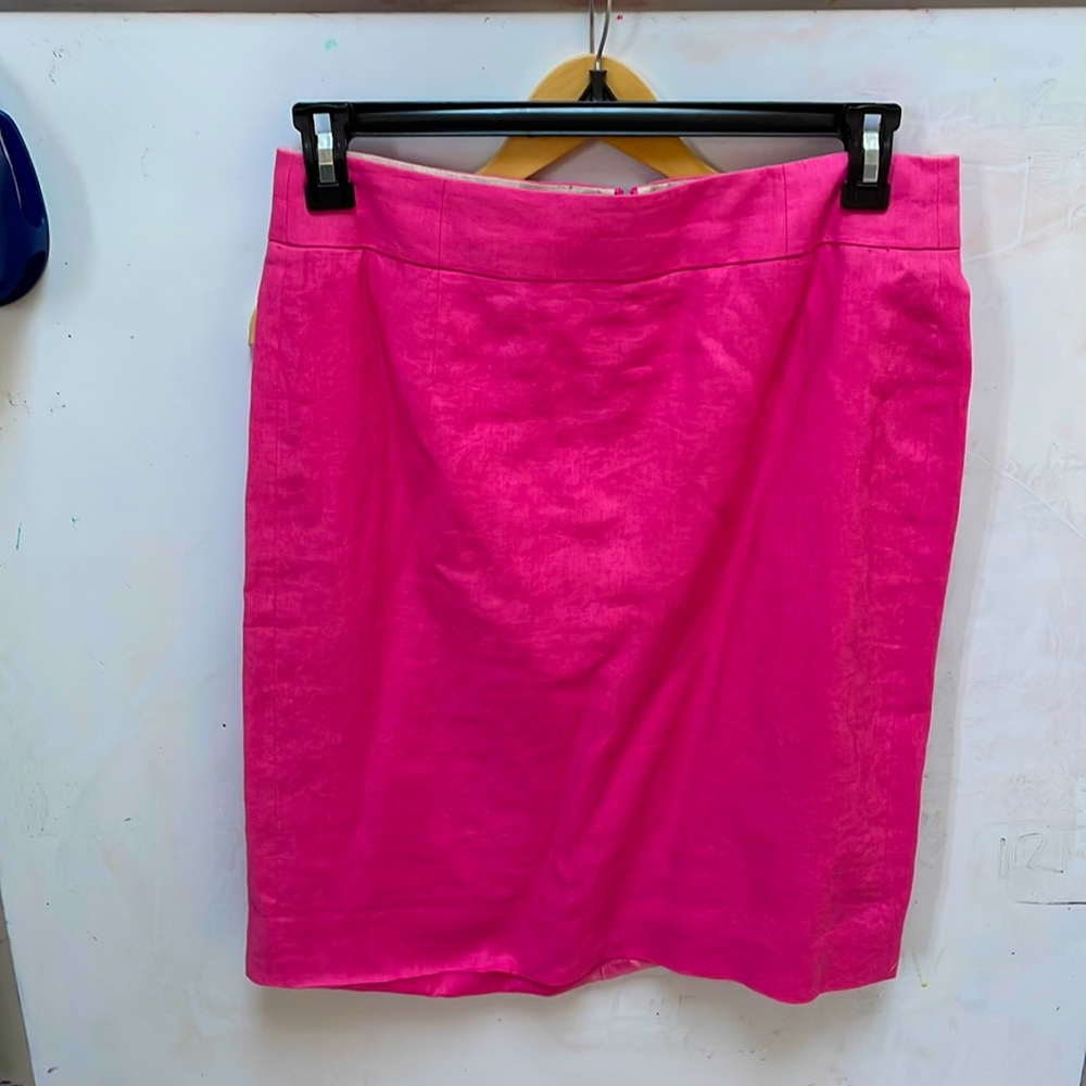 J. Crew pink linen skirt